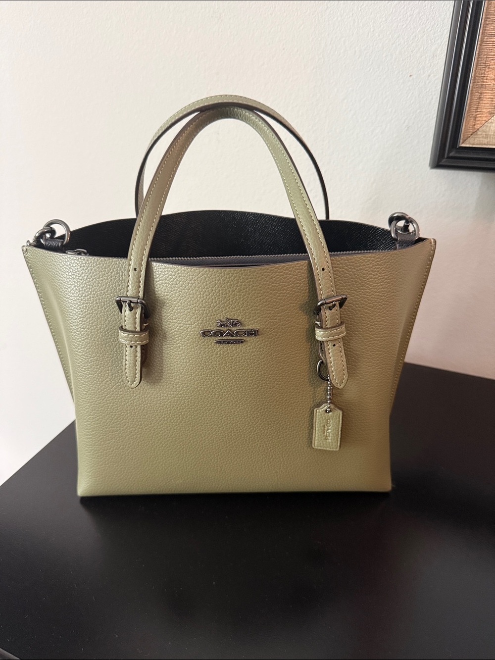 Coach Pebbled Leather Satchel in Olive